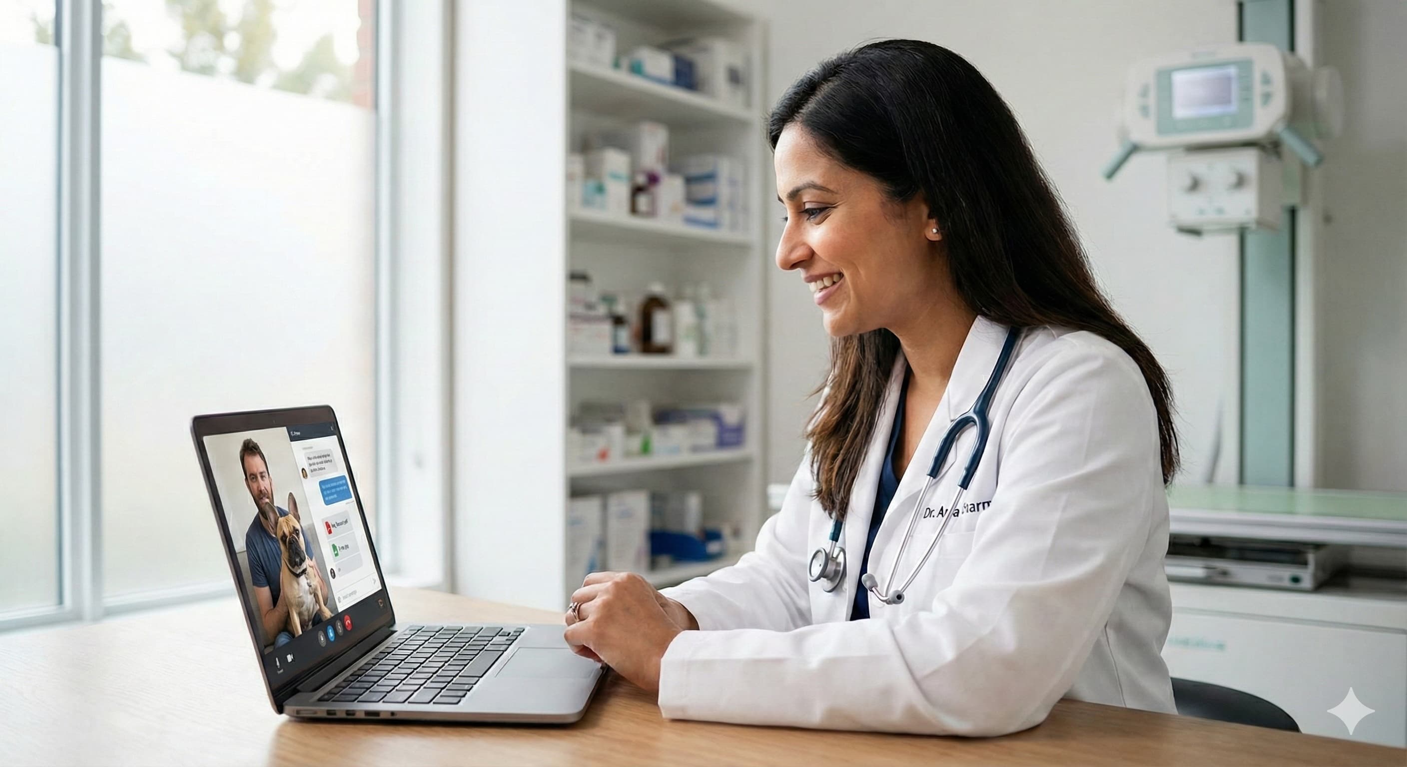 Veterinarian consulting with pet owner